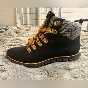 Cole Haan Zero Grand size 7 black, yellow & herringbone waterproof hiking boots